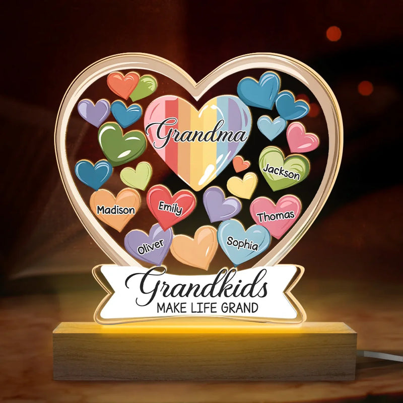 Forever In Grandmother's Heart - Family  Personalized Custom Shaped 3D LED Light - Gift For Grandma, Grandpa, Grandkid