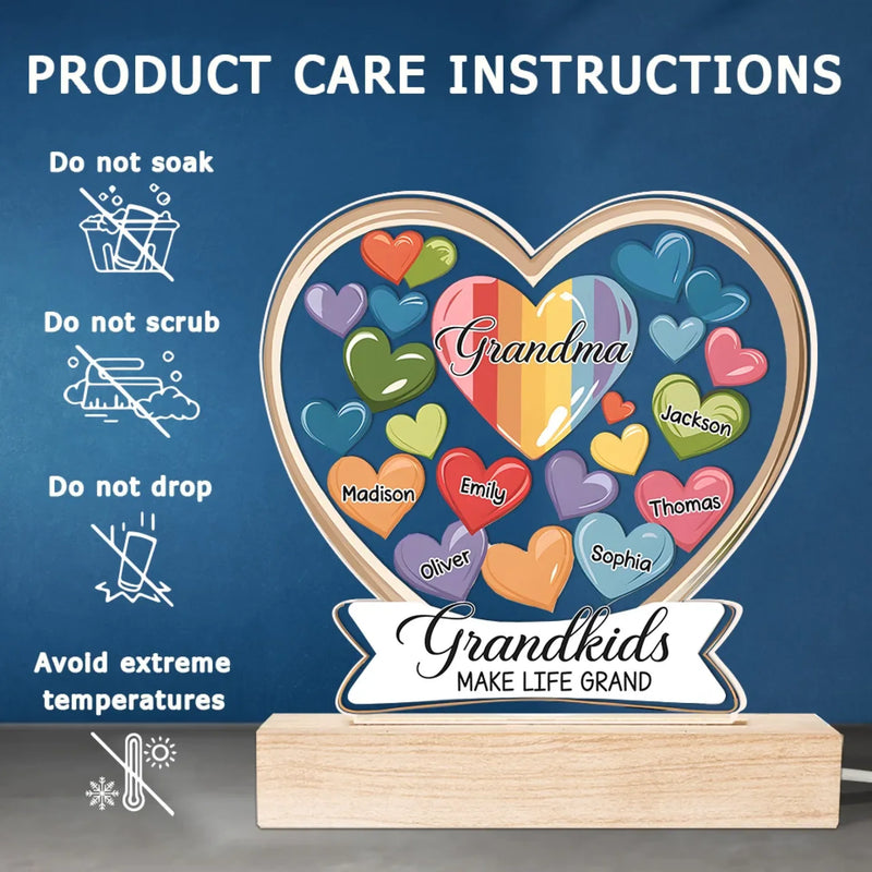 Forever In Grandmother's Heart - Family  Personalized Custom Shaped 3D LED Light - Gift For Grandma, Grandpa, Grandkid