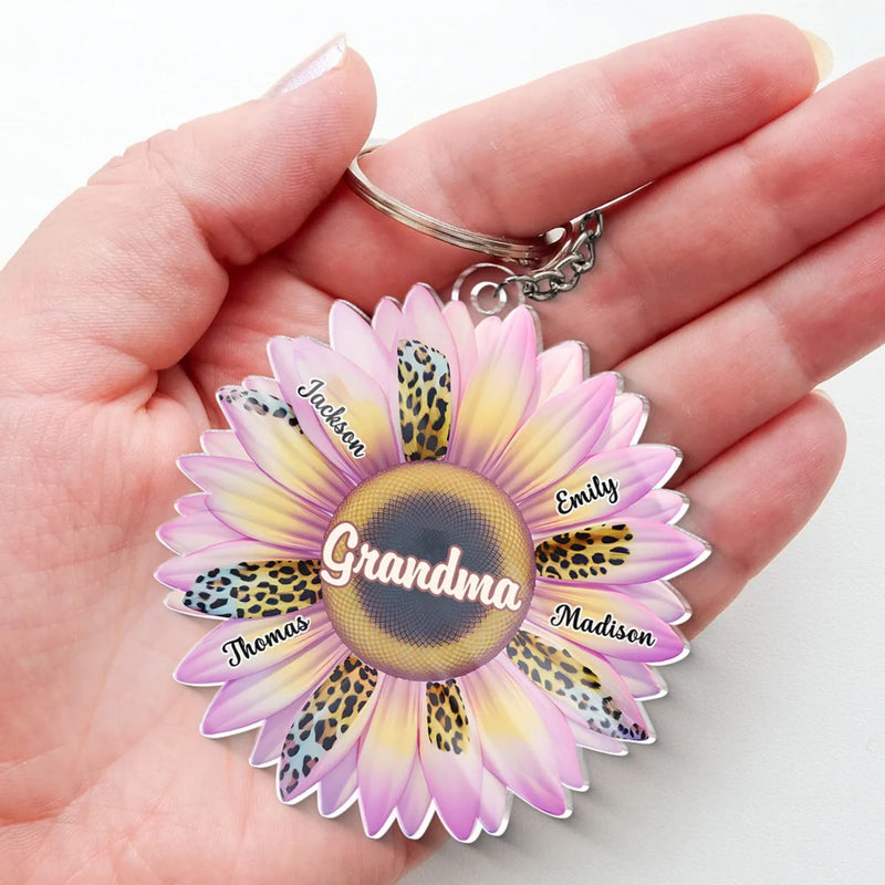 Grandma's Garden Is A Place Where Love Grows Wild - Family Personalized Custom Shaped Acrylic Keychain - Gift For Mom, Grandma
