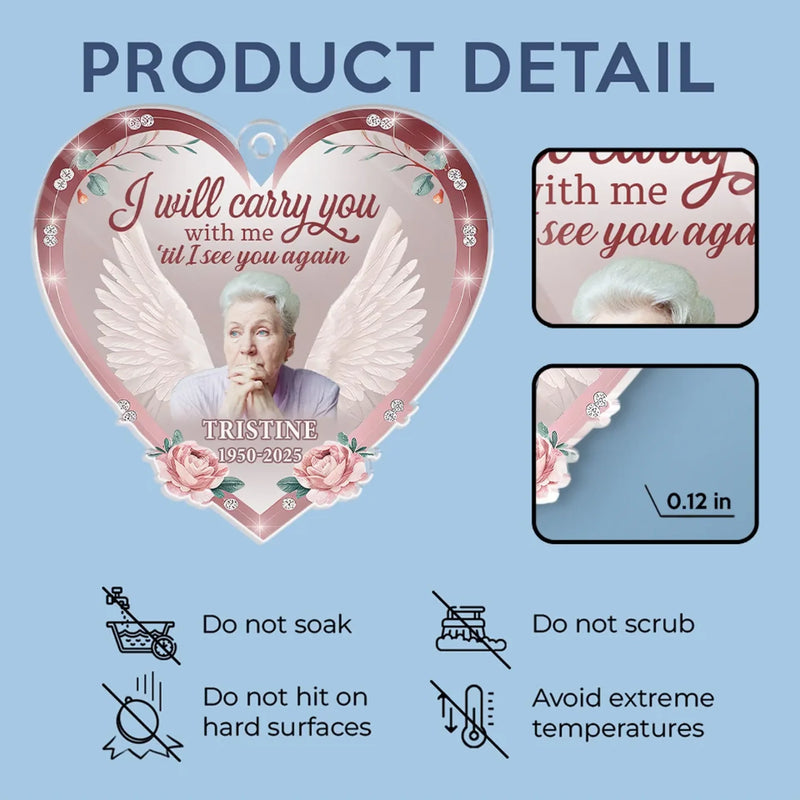 Custom Photo Rest In Peace, Dear Soul - Memorial Personalized Custom Car Ornament - Acrylic Custom Shaped - Sympathy Gift For Family Members