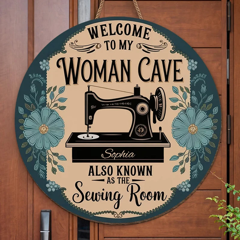 Welcome To My Woman Cave - Family Personalized Custom Shaped Home Decor Wood Sign - House Warming Gift For Yourself, Best Friends, Siblings, Family Members