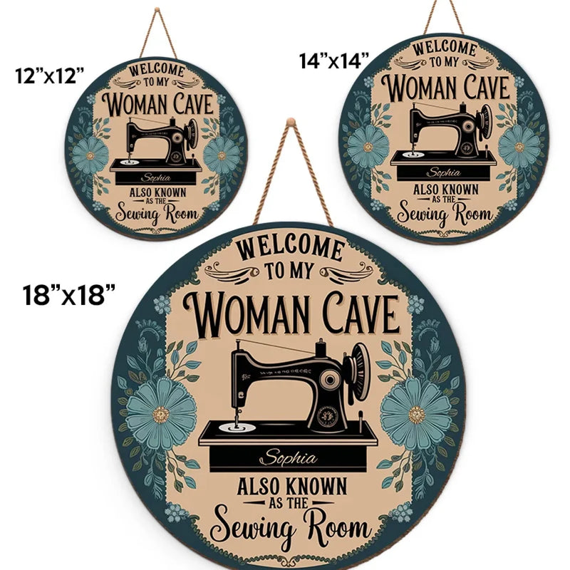 Welcome To My Woman Cave - Family Personalized Custom Shaped Home Decor Wood Sign - House Warming Gift For Yourself, Best Friends, Siblings, Family Members