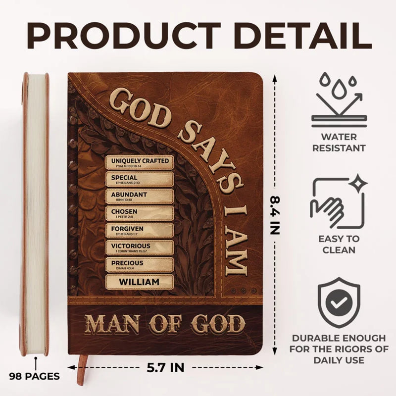 God Says I Am - Family Personalized Custom Leather Journal - Gift For Yourself, Best Friends, Siblings, Family Members