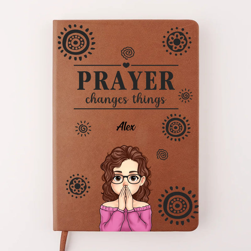 In Prayer, We Find Strength - Family Personalized Custom Leather Journal - Gift For Yourself, Best Friends, Siblings, Family Members