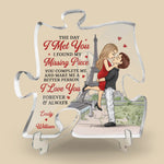 With You, I Find My Joy - Couple Personalized Custom Puzzle Shaped Acrylic Plaque - Gift For Husband Wife, Anniversary