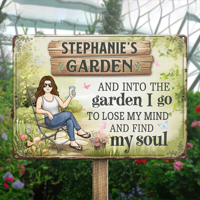 In The Garden, My Mind Rests And My Soul Awakens - Family Personalized Custom Home Decor Metal Sign - Gift For Yourself, Best Friends, Siblings, Family Members