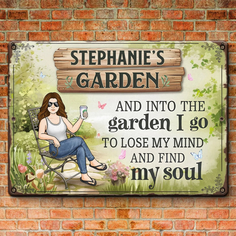 In The Garden, My Mind Rests And My Soul Awakens - Family Personalized Custom Home Decor Metal Sign - Gift For Yourself, Best Friends, Siblings, Family Members