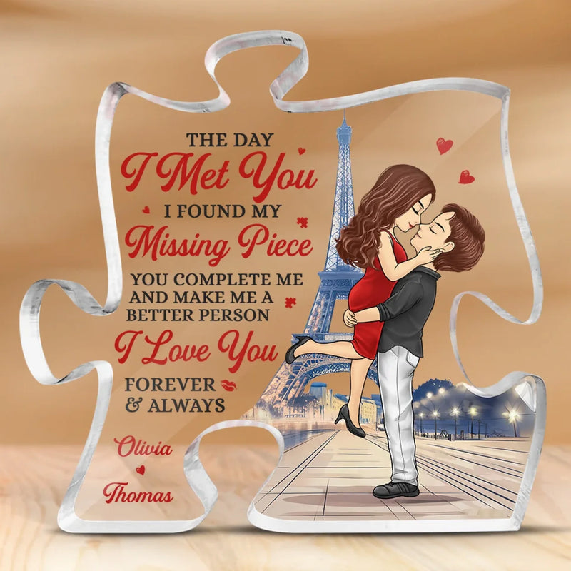 You’re My Favorite Part Of Every Day - Couple Personalized Custom Puzzle Shaped Acrylic Plaque - Gift For Husband Wife, Anniversary