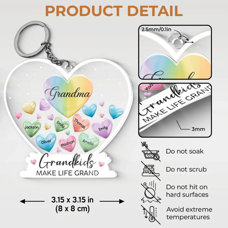 Life Is Better With Grandkids - Family Personalized Custom Shaped Acrylic Keychain - Gift For Grandma, Grandpa, Grandkid