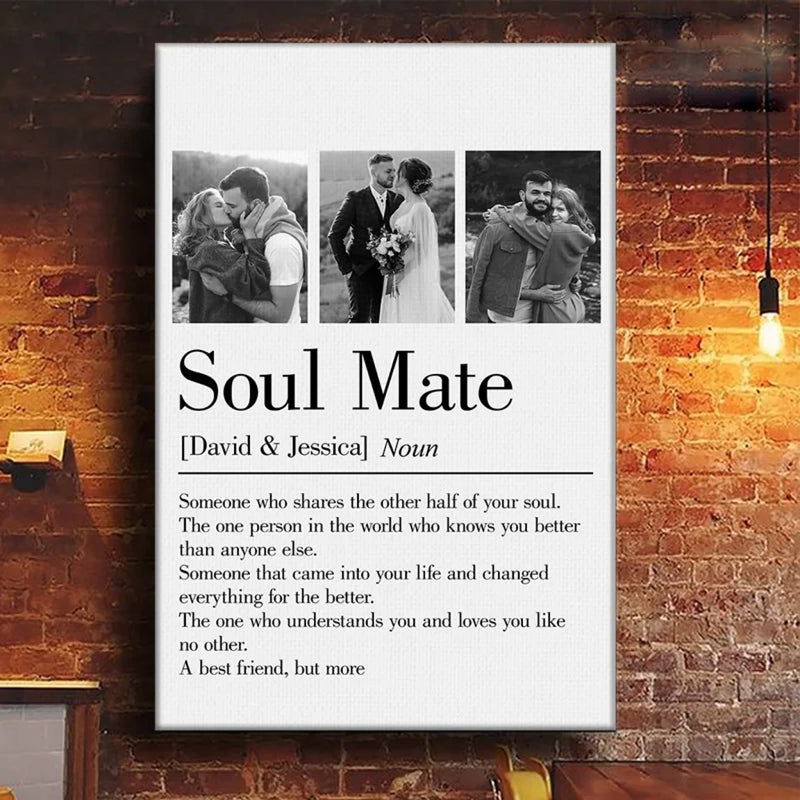 Custom Photo Soulmates, Always - Couple  Personalized Custom Vertical Canvas - Gift For Husband Wife, Anniversary