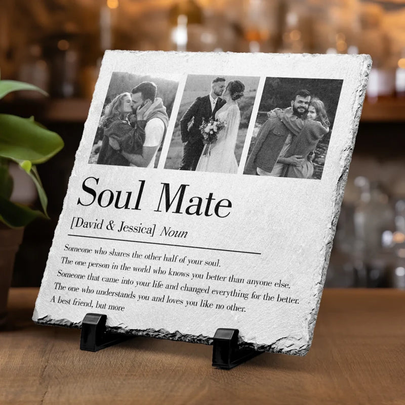 Custom Photo Forever Starts Here - Couple Personalized Custom Square Shaped Stone With Stand - Gift For Husband Wife, Anniversary