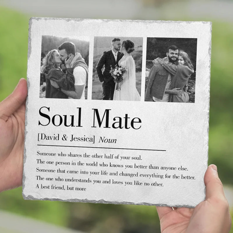 Custom Photo Forever Starts Here - Couple Personalized Custom Square Shaped Stone With Stand - Gift For Husband Wife, Anniversary