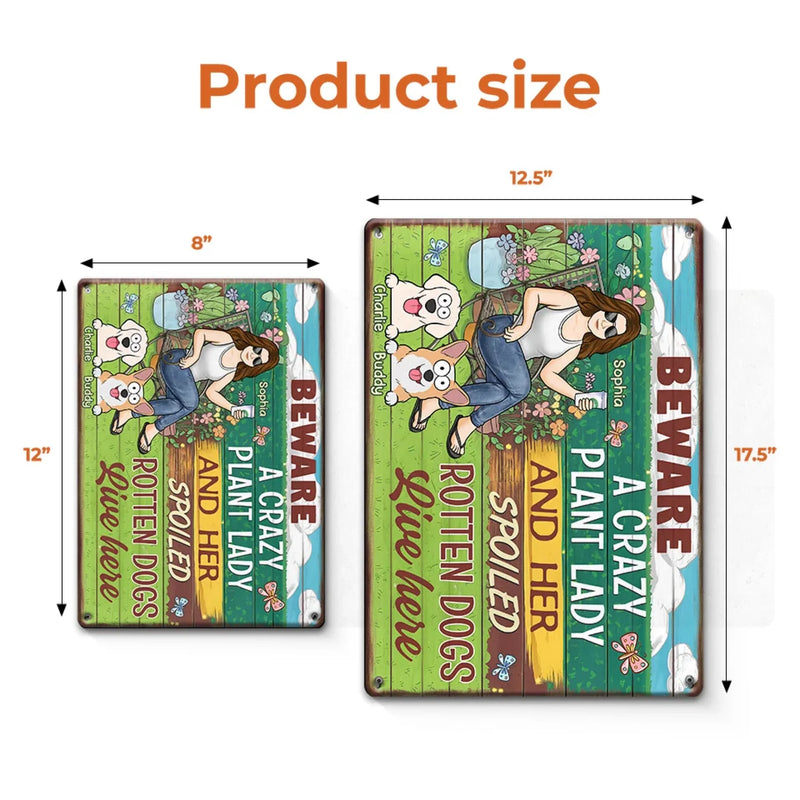 Here Lives A Plant Lover And Her Precious Little Dog - Dog Personalized Custom Home Decor Metal Sign - House Warming Gift For Pet Owners, Pet Lovers