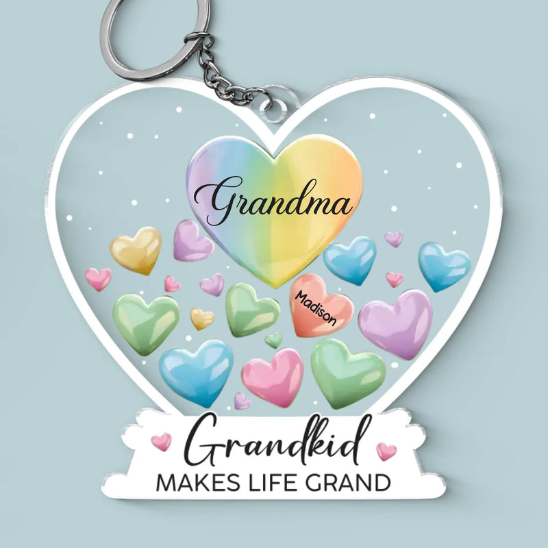 Life Is Better With Grandkids - Family Personalized Custom Shaped Acrylic Keychain - Gift For Grandma, Grandpa, Grandkid
