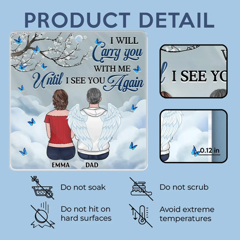 You Live On In My Heart - Memorial Personalized Custom Car Ornament - Acrylic Custom Shaped - Sympathy Gift For Family Members