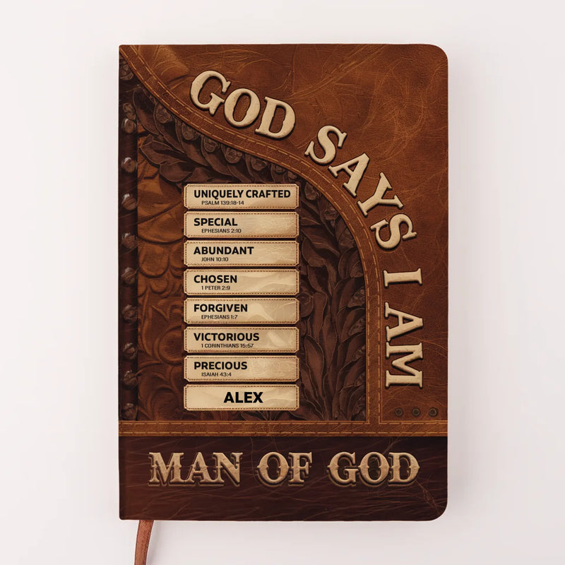 God Says I Am - Family Personalized Custom Leather Journal - Gift For Yourself, Best Friends, Siblings, Family Members