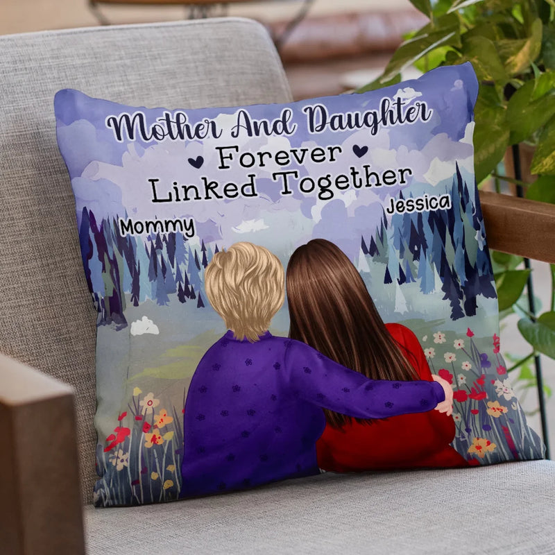 Forever Tied By Unconditional Love - Family Personalized Custom Pillow - Gift For Mom, Daughter