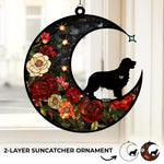 Custom Dog Name Floral Moon Gifts for Dog Lovers - Personalized Suncatcher Ornament