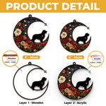 Custom Dog Name Floral Moon Gifts for Dog Lovers - Personalized Suncatcher Ornament