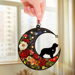 Custom Dog Name Floral Moon Gifts for Dog Lovers - Personalized Suncatcher Ornament