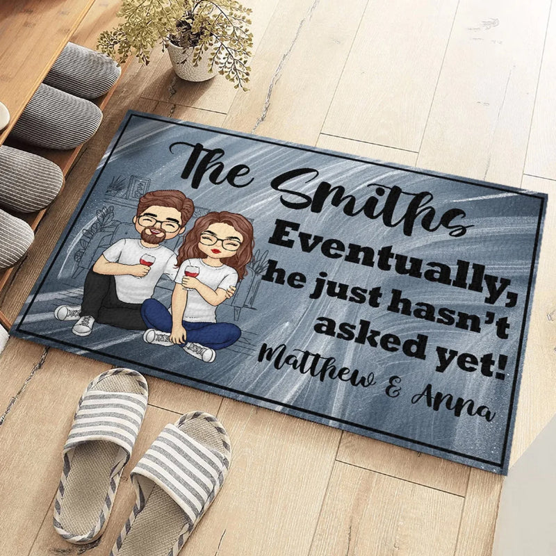 Hand In Hand, Heart To Heart - Couple Personalized Custom Home Decor Decorative Mat - House Warming Gift For Husband Wife, Anniversary