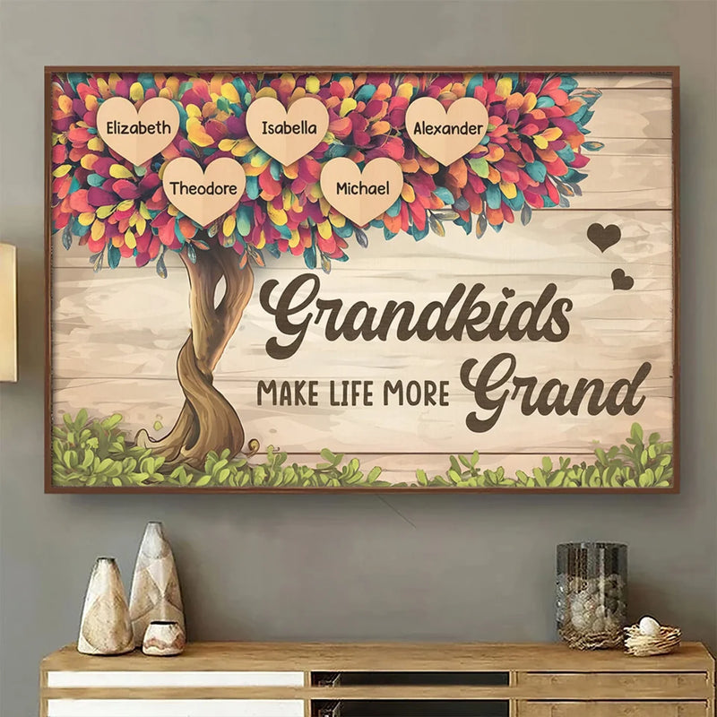 Grandkids Complete Your Heart - Family Personalized Custom Horizontal Poster - Gift For Grandma, Grandpa, Grandkid