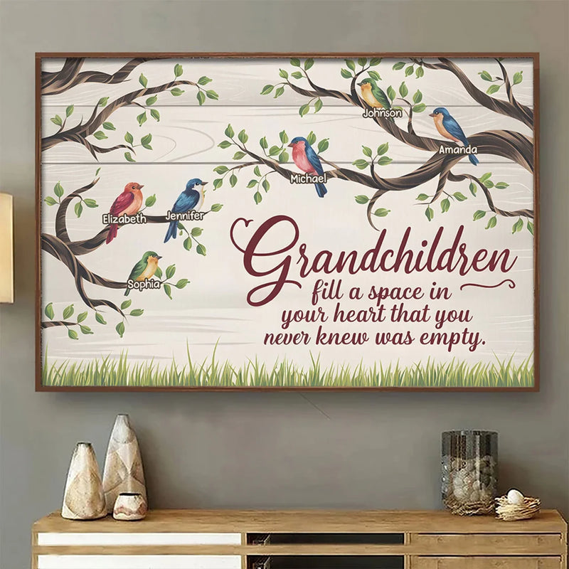 Grandchildren Are The Joy Of Our Hearts - Family Personalized Custom Horizontal Poster - Gift For Grandma, Grandpa, Grandkid