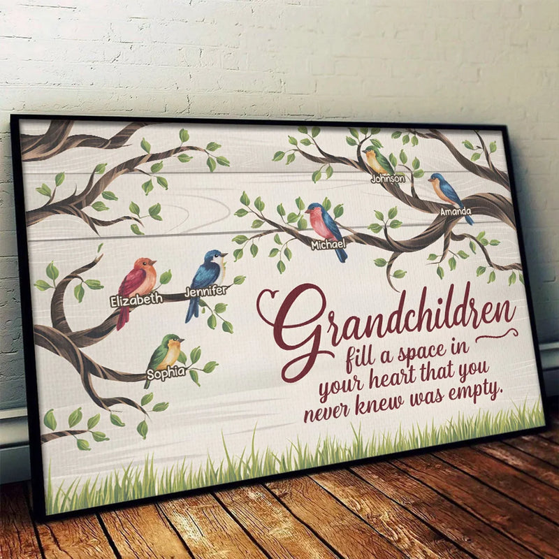 Grandchildren Are The Joy Of Our Hearts - Family Personalized Custom Horizontal Poster - Gift For Grandma, Grandpa, Grandkid