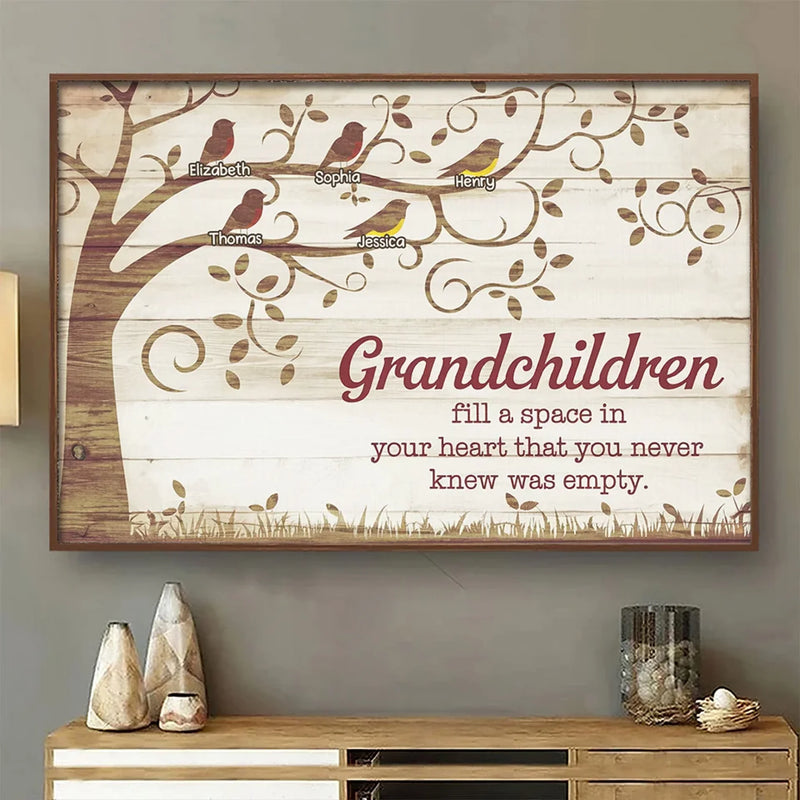 Grandkids Light Up Our Lives - Family Personalized Custom Horizontal Poster - Gift For Grandma, Grandpa, Grandkid