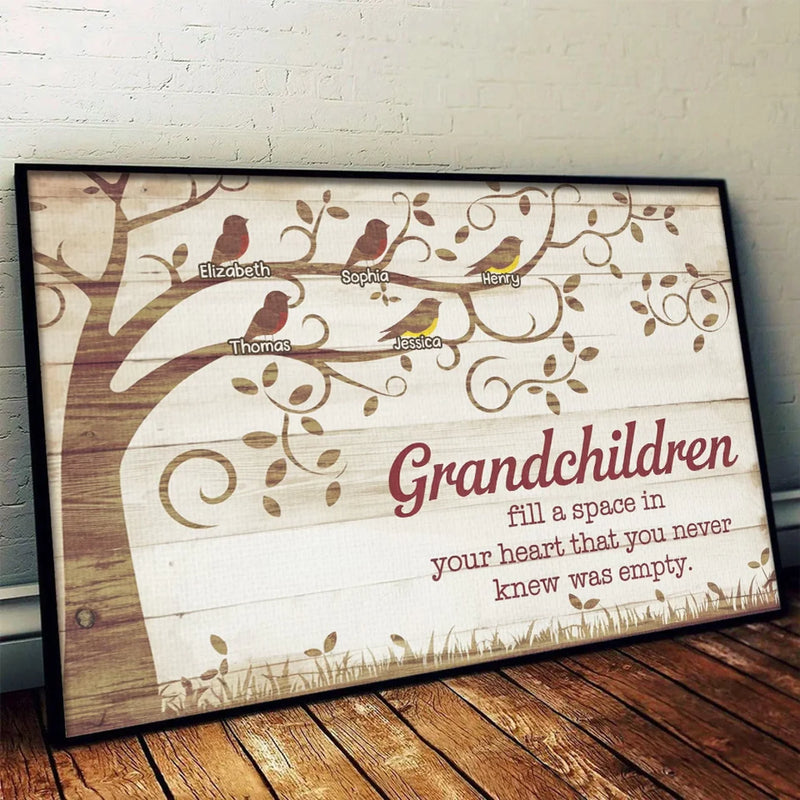 Grandkids Light Up Our Lives - Family Personalized Custom Horizontal Poster - Gift For Grandma, Grandpa, Grandkid