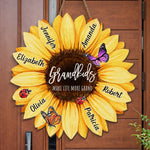 Love Grows Grander With Grandchildren - Family Personalized Custom Shaped Home Decor Wood Sign - House Warming Gift For Grandma, Grandpa