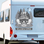 A Crackling Campfire And A Sky Full Of Stars - Camping Personalized Custom RV Decal - Gift For Yourself, Best Friends, Siblings, Family Members, Camping Lovers