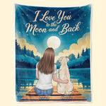 Custom Name Love You to the Moon and Back Dog Gifts - Personalized Blanket