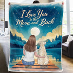 Custom Name Love You to the Moon and Back Dog Gifts - Personalized Blanket