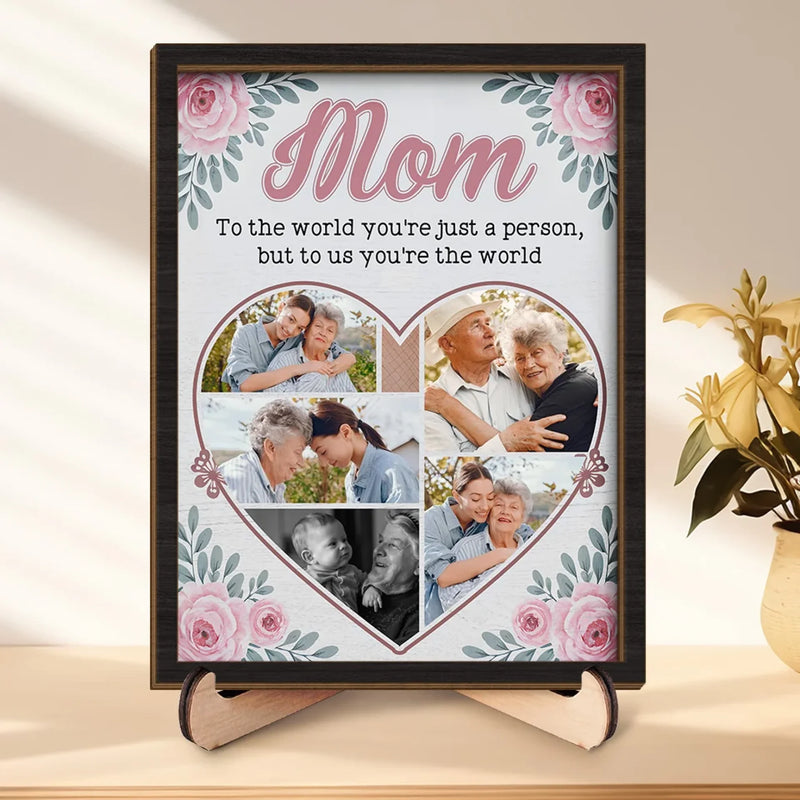 Custom Photo Our Love For You Knows No Bounds
 - Family Personalized Custom 2-Layered Wooden Plaque With Stand - Gift For Mom, Daughter