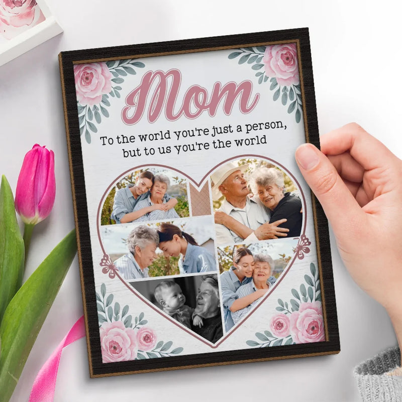Custom Photo Our Love For You Knows No Bounds
 - Family Personalized Custom 2-Layered Wooden Plaque With Stand - Gift For Mom, Daughter