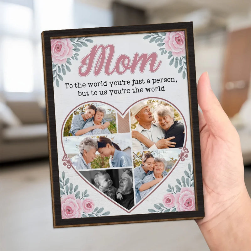 Custom Photo Our Love For You Knows No Bounds
 - Family Personalized Custom 2-Layered Wooden Plaque With Stand - Gift For Mom, Daughter