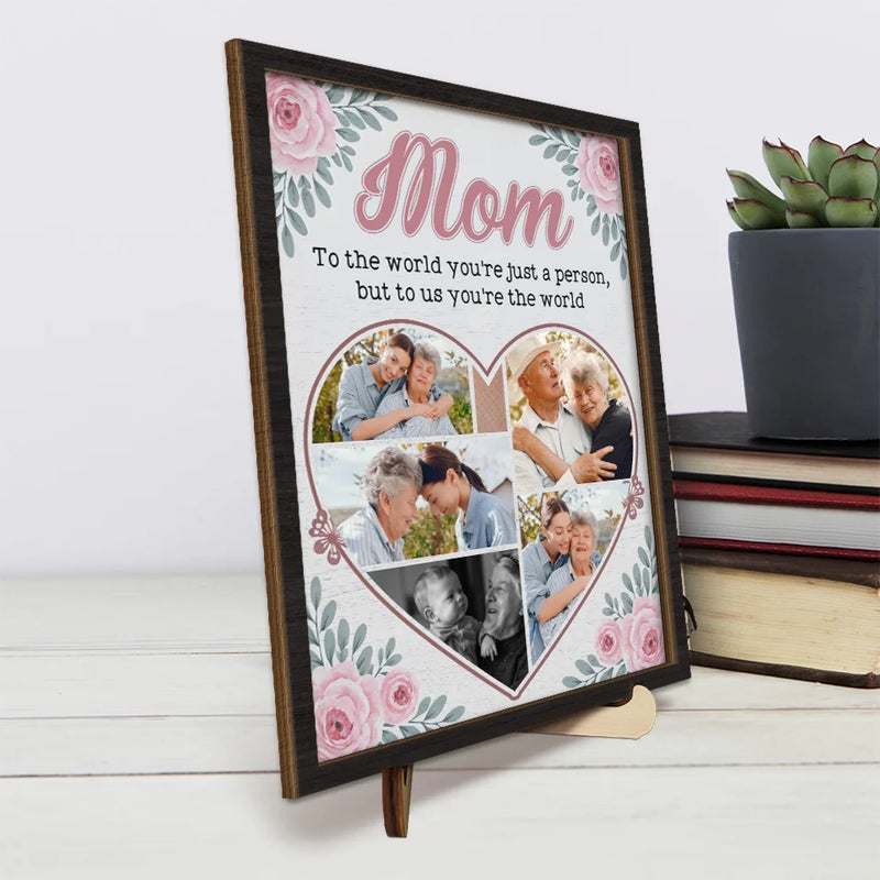Custom Photo Our Love For You Knows No Bounds
 - Family Personalized Custom 2-Layered Wooden Plaque With Stand - Gift For Mom, Daughter
