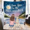 Love You To The Moon And Back - Dog & Cat Personalized Custom Blanket - Gift For Pet Owners, Pet Lovers
