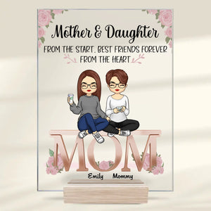 L'amour entre une mère et sa fille ne s'estompe jamais - Plaque rectangulaire en acrylique personnalisée pour la famille - Cadeau pour maman et fille