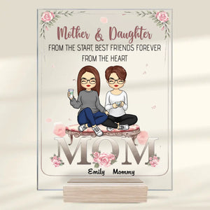 Mon premier modèle, mon héros éternel - Plaque rectangulaire en acrylique personnalisée pour la famille - Cadeau pour maman et fille