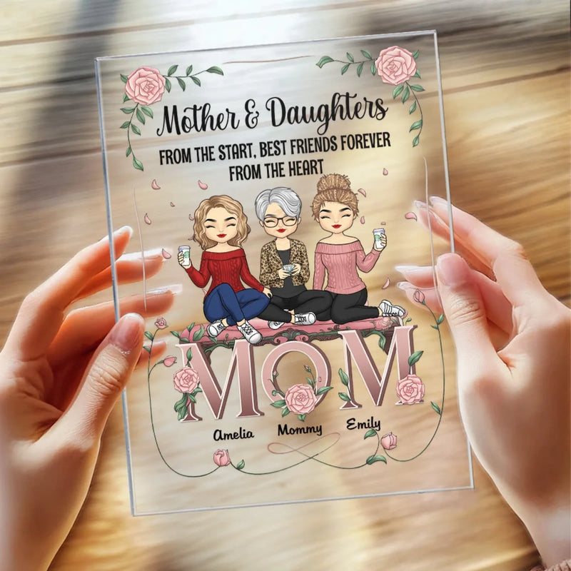 Double Trouble, Double Love - Family Personalized Custom Rectangle Shaped Acrylic Plaque - Gift For Mom, Daughter