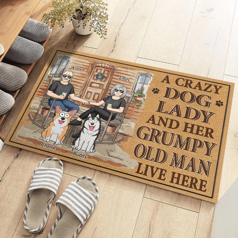 A Cozy Home For A Lovely Lady And A Grumpy Man - Couple Personalized Custom Home Decor Decorative Mat - House Warming Gift For Husband Wife, Anniversary, Pet Owners, Pet Lovers