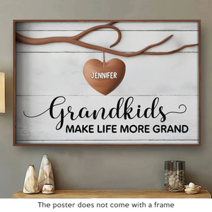Les petits-enfants sont le cœur d'une famille - Affiche horizontale personnalisée pour la famille - Cadeau pour maman, grand-mère