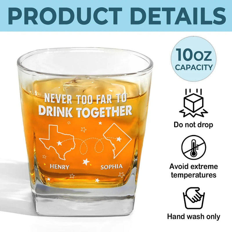Miles Can't Break Family Ties - Family Personalized Custom Square Whiskey Glass - Gift For Family Members