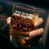 Miles Can't Break Family Ties - Family Personalized Custom Square Whiskey Glass - Gift For Family Members