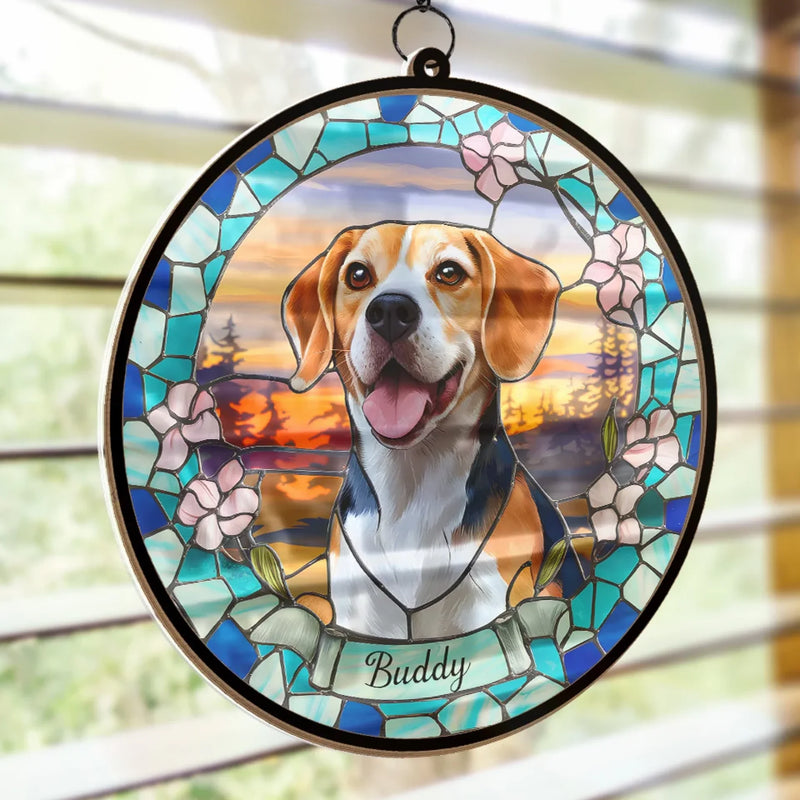 Custom Photo You Filled My Life With Love - Memorial Personalized Window Hanging Suncatcher Ornament - Sympathy Gift For Pet Owners, Pet Lovers