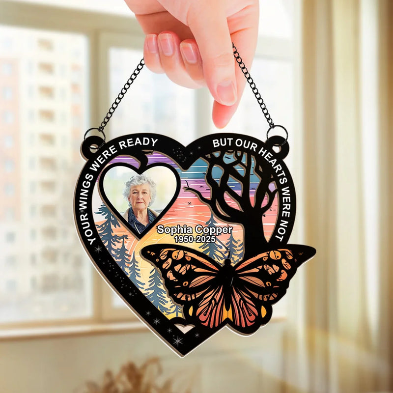 Custom Photo I Wish You Could Stay Longer - Memorial Personalized Window Hanging Suncatcher Ornament - Sympathy Gift For Family Members