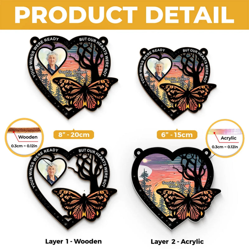Custom Photo I Wish You Could Stay Longer - Memorial Personalized Window Hanging Suncatcher Ornament - Sympathy Gift For Family Members