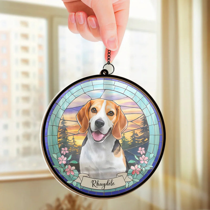 Custom Photo My Life Is Richer Because You - Memorial Personalized Window Hanging Suncatcher Ornament - Sympathy Gift For Pet Owners, Pet Lovers